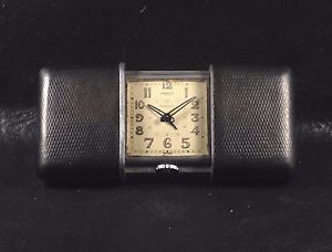 RARE MOVADO ERMETO 8 DAYS & ALARM BIG PURSE TRAVEL POCKET WATCH ORIGINAL LEATHER