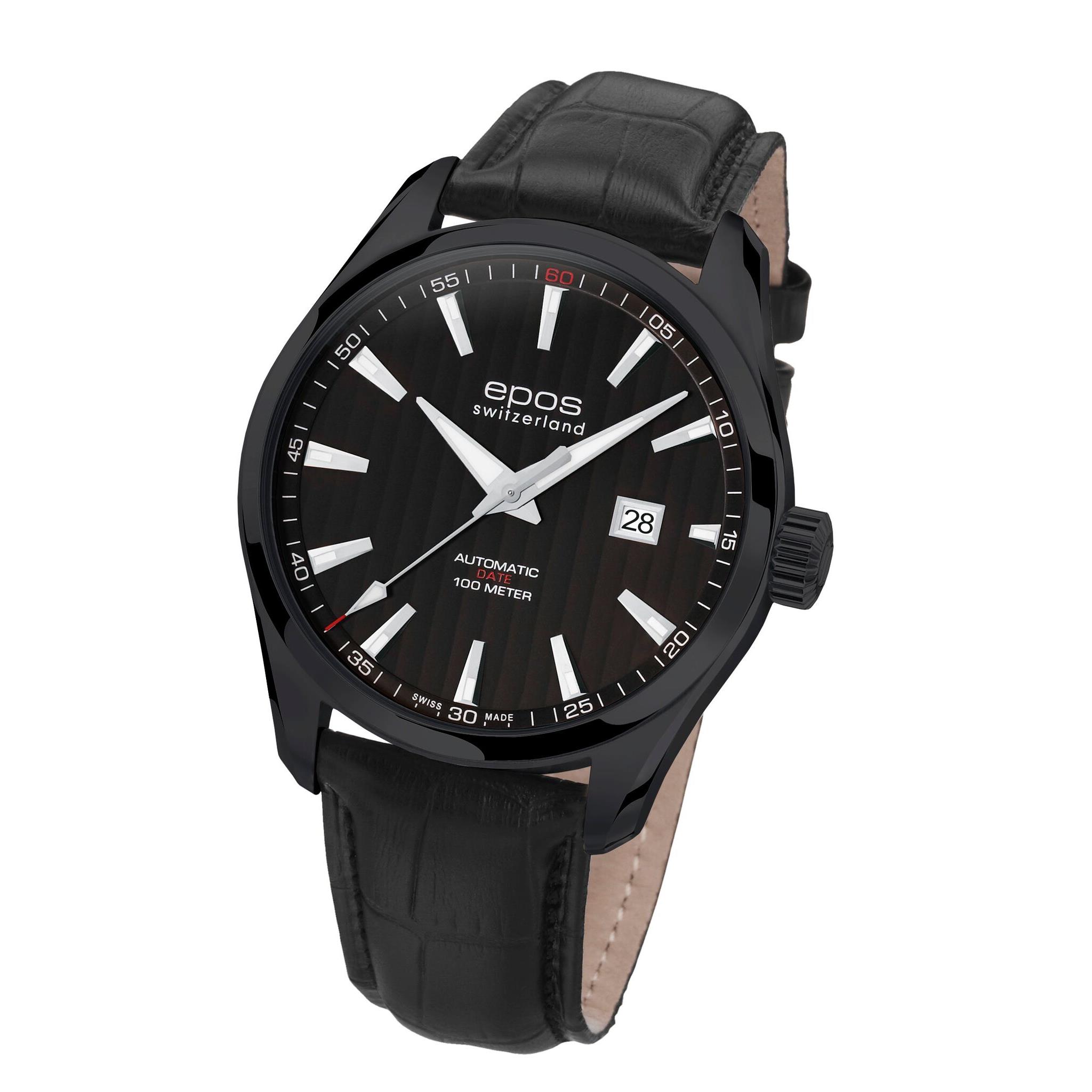 EPOS SPORTIVE HERREN-ARMBANDUHR 43MM ARMBAND LEDER AUTOMATIK 3401.132.25.15.25