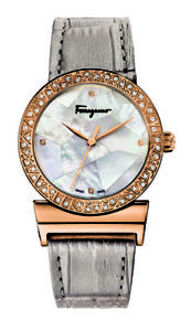 Ferragamo Women's FG2150014 GRANDE MAISON Diamond Gold IP Steel Leather Watch