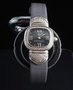 Women’s David Yurman Sterling Silver and Diamond Cable Watch With Satin Band