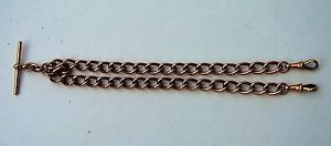 A HEAVY ANTIQUE 9 CARAT  ROSE GOLD DOUBLE ALBERT CHAIN 58.3 GRAMS