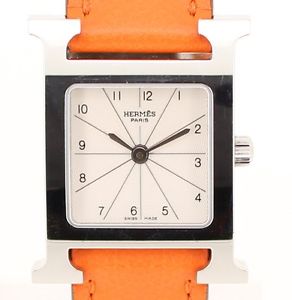 Pre-Owned HERMES H HH1.210 Ladies SS/Leather Silver Dial Quartz Watch, MD