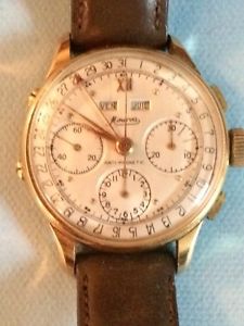 Vintage Antique Minerva Men's Gold Watch Chronograph Rare