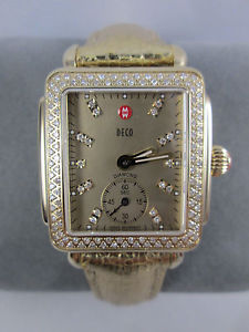 NEW Michele Deco 16 Metallic Gold Tone Diamond Watch MW06V01B0067 Refurbished