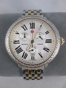Michele Serein Sig Two Tone Gold Silver Diamond Watch MW21A01C5966 Refurbished