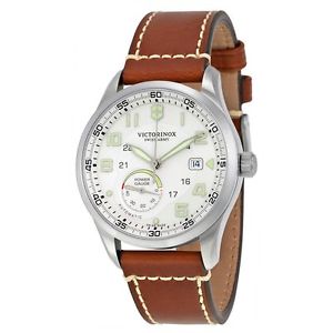Victorinox 241576 Mens Silver Dial Analog Automatic Watch with Leather Strap