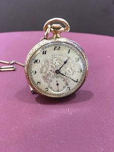 Antique Hamilton # 914 Pocket Watch 17J, 14kt Comes With Pen and Chain 6848325