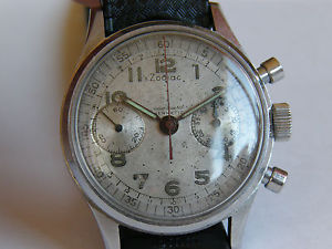 ZODIAC-CRONO MANUALE-ANNI 50-RUOTA A COLONNE-ACCIAIO-CASSA A VITE-CAL.VENUS 175-