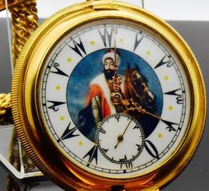 RARE antique gild Ottoman Pasha officers military award Dent,London watch&chain