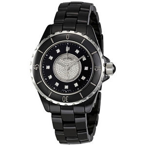 Chanel J12 Black Dial Ceramic Diamond Ladies Watch H2122
