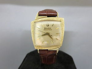 Bulova Accutron 14k Yellow Gold Vintage TV Case Wristwatch