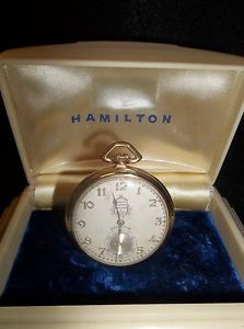 Hamilton 14k Solid Gold  Pocket Watch 1935 Packard Motor Presentation In Case