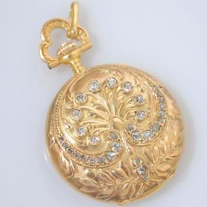 SWISS GIRARD PERREGAUX REPOUSSE DIAMOND SET 18K SOLID GOLD PENDANT POCKET WATCH