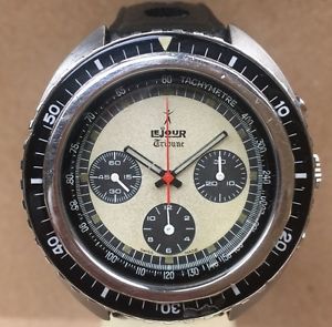 Vintage LeJour Tribune Dive Chronograph Chrono Paul Newman Dial