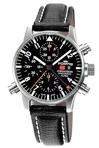 Fortis Men's 627.22.11 L.01 Spacematic Alarm Chronograph Black Leather Watch