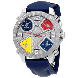 Jacob and Co. Five Time Zone Silver Dial Diamond Mens Watch JCM-57DA