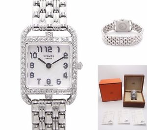 Hermes Cape Cod CC1.192 Bezel Diamonds Diamond Quartz Watch Used Japan W/Box