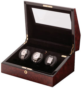 Triple Automatic Watch Winder W13001 Orbita Siena 3 Programmable Burl Wood