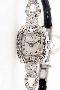 Vintage 1950s $5000 1.50ct Baguette VS H Diamond Ladies HAMILTON Watch WRTY