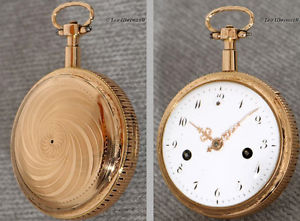 SELF STRIKE VERGE POCKET WATCH WITH REPEATING LAVISHLY DECORATED 14K ROSE GOLD