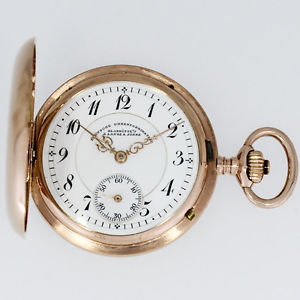 A. LANGE & SÖHNE EXTREM SELTENE SAVONETTE GOLD TASCHENUHR FÜR DAMEN 34mm UHR