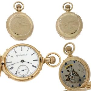 1888 Antique Victorian Elgin Solid 14k Gold 15J Hunter Pocket Watch 18s 140g