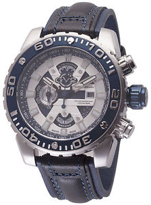 GV2 by Gevril Men's 1400 Octopus Chronograph Luminous Black Leather Wristwatch