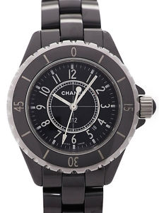 Used[AB] Watch Women CHANEL J12 Black Ceramic 33mm H0682 Quartz black D0Y