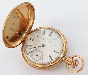 SUPERB c1887 WALTHAM 14K GOLD HEAVY SET SEASIDE GRADE 6S 7J P/WATCH WORKING