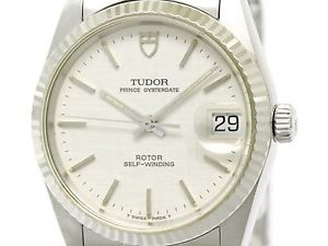 Polished TUDOR Prince Oyster Date Steel Automatic Mens Watch 74034 (BF108948)