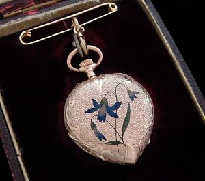 Solid Gold  "Le Palais Royal"' Art Nouveau Heart Shaped Pendant Watch - SERVICED