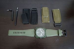 Bell & Ross BR03-92 Military Green Ceramic Extra Straps and Factory Tools