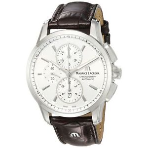 Maurice Lacroix Men's 'Pontos' Swiss Automatic Stainless Steel and Leather Casua