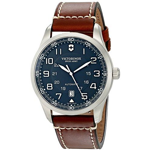 Victorinox Men's 241507 AirBoss Stainless Steel Watch with Brown-Leather Band