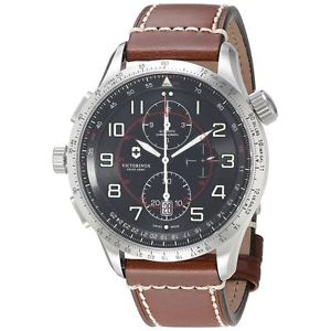 Victorinox Men's 'AirBoss' Swiss Stainless Steel and Brown Leather Automatic Wat