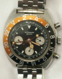 Vintage Wittnauer Steel GMT Chronograph Valjoux 724 Wristwatch-- See Video Link