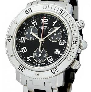 Pre-Owned HERMES Clipper Diver Chrono SS Black Dial Men's Wristwatch CL2.910,MR