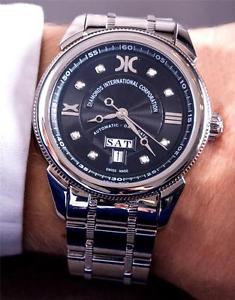 DIC 0.08 Ct Diamond Watch Black Stainless Steel Automatic Luxury Swiss Watch