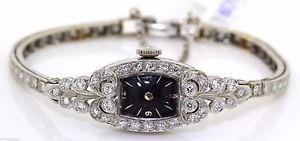 VINTAGE 14K WHITE GOLD HAND-WINDING WATCH WITH 1.00 CTW DIAMONDS! #D15