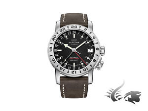 Glycine Airman Automatic Watch, GMT, Black, GL 293, Leather Strap, 3917.19-LB7BF