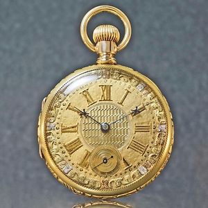Rare LARGE 1900 Waltham 18K Gold Multi Color Gold Dial 18 Size Pocket Watch