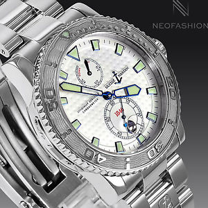 ULYSSE NARDIN MAXI MARINE SS 43MM RARE SILVER DIAL MENS DIVER WATCH 263-33-7/91