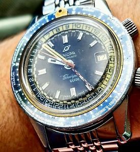 Vintage Enicar Sherpa Guide World Timer, ESPA Diver Watch Ghost Bezel & Band 