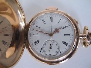 5Br899 Minut repetition chronomgraphe14k gold full hunter pocket watch三问怀表