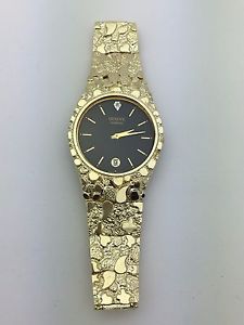 Geneve Diamond 10K Solid Yellow Gold Nugget Style 7.5