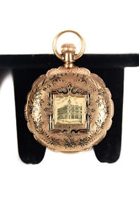 Elgin Antique Pocket Watch -14K Gold & Enamel Hunter case -circa 1884