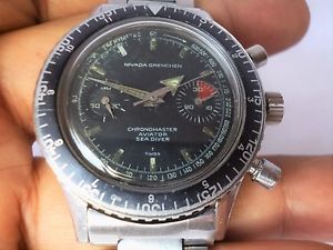 Vintage NIVADA GRENCHEN CHRONOMASTER AVIATOR Sea diver. Valjoux 23 Swiss made.
