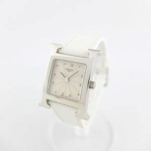 Pre-Owned HERMES H HH1.210 Quartz SS/Leather White Dial Women's Wristwatch ,LL