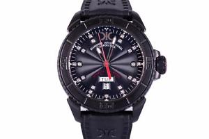 DIC Stainless Steel Rubber Black Dial 0.21 Carat Diamond Luxury Mens Wrist Watch