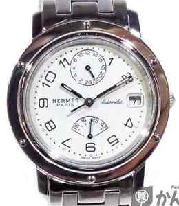 HERMES Clipper Ref CL5.710 GMT Power Reserve SS Automatic Watch White Used